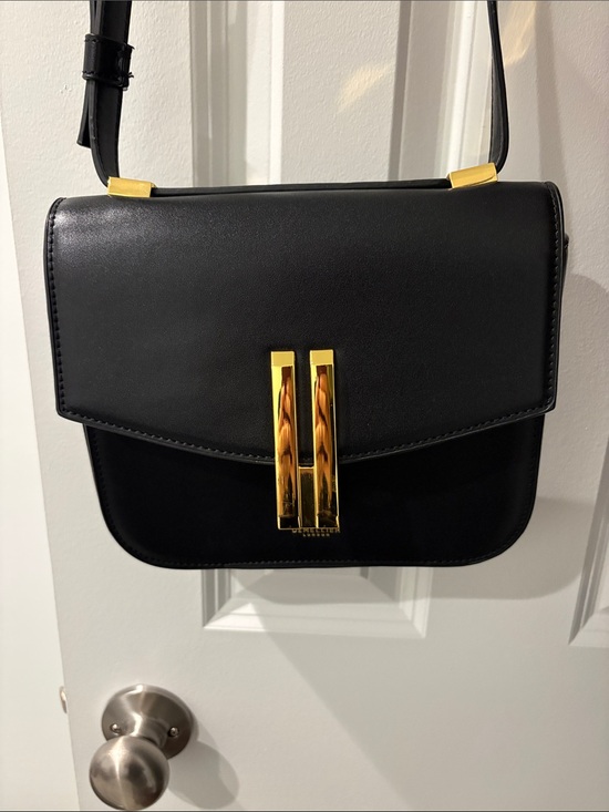 DeMellier Handbags - DeMellier Black Leather Crossbody with Gold Hardware